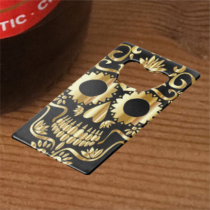 Sugar Skull Art, Day of the Dead Black and Gold
