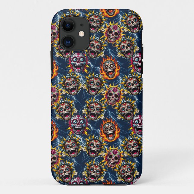 Sugar Skull Art - Day of the Dead Lightning Case-Mate iPhone Case (Back)