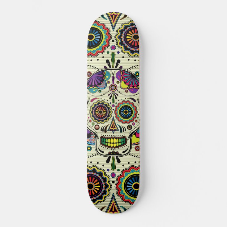 Sugar Skull Art Day Of The Dead Skateboard Zazzle