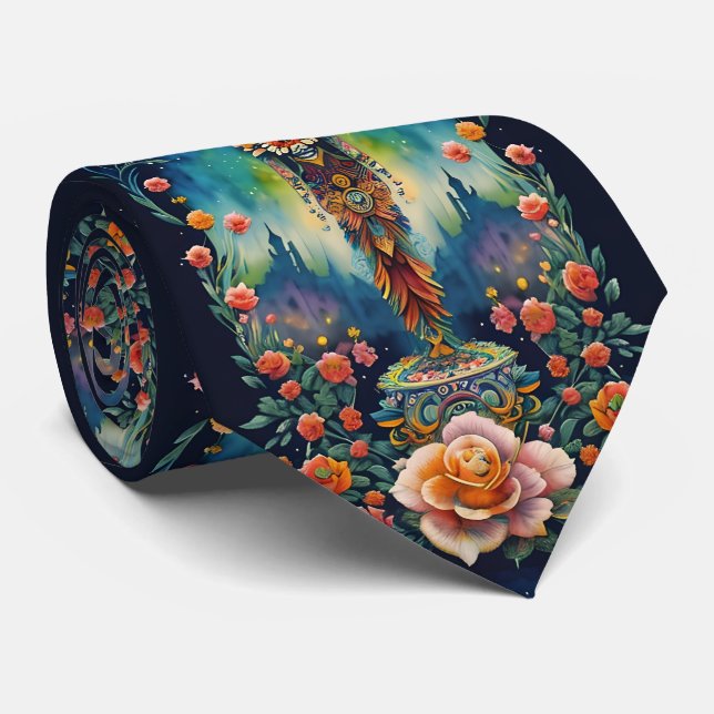 Sugar Skull Art - Dia de los Muertos Tie (Rolled)