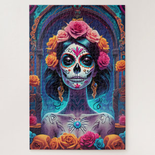Sugar Skull Art -Embrace the Elegance Jigsaw Puzzle