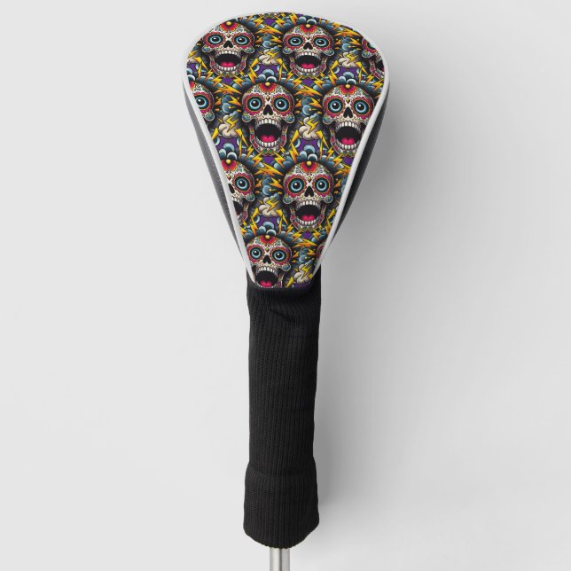 Sugar Skull Art - Feeling Amped Up Golf Head Cover (Front)