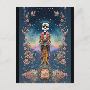 Sugar Skull Art - Festive Day of the Dead Postcard