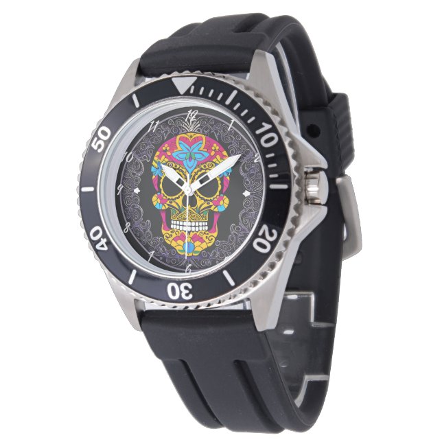 Sugar Skull Art -  Festive Spirit of Mexico Watch (Angled)