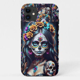 Sugar Skull Art -  Fiesta of Colours iPhone 11 Case