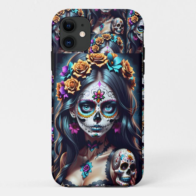 Sugar Skull Art -  Fiesta of Colours Case-Mate iPhone Case (Back)