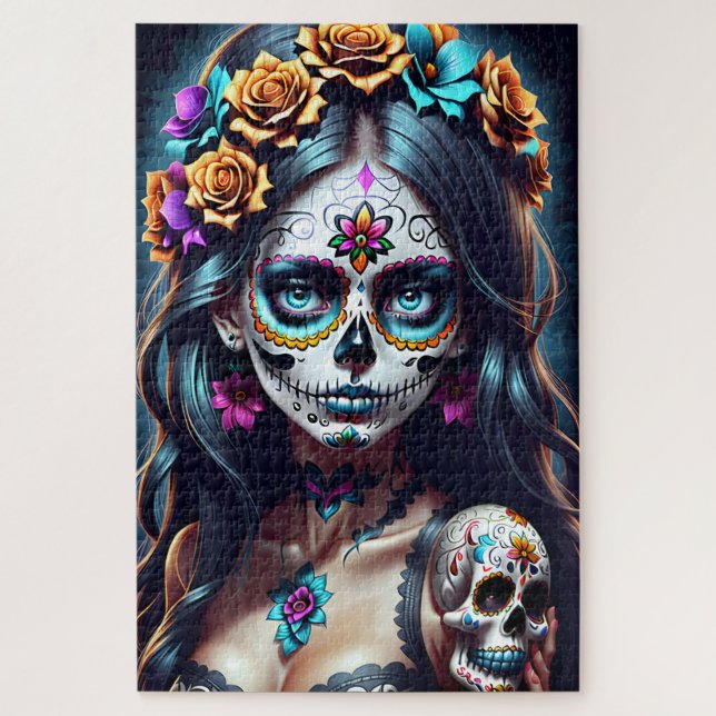 Sugar Skull Art -  Fiesta of Colours Jigsaw Puzzle (Vertical)