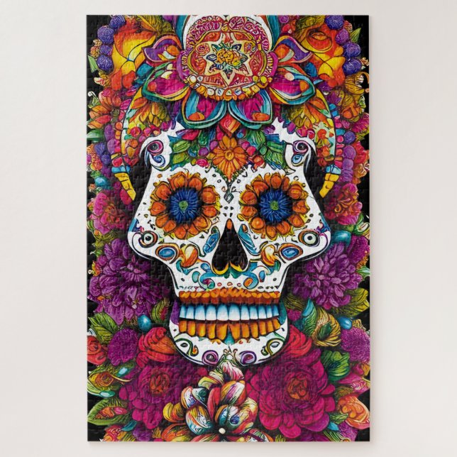 Sugar Skull Art - Fiesta of Colours Jigsaw Puzzle (Vertical)