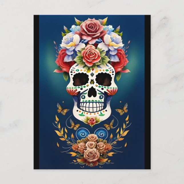 Sugar Skull Art - Fiesta of Colours Postcard (Front)