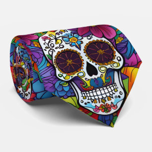 Sugar Skull Art -  Floral Fiesta Tie
