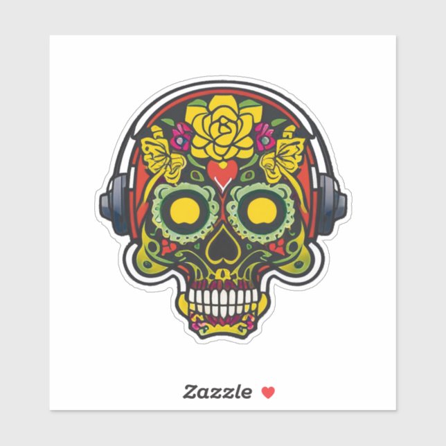  Sugar Skull Art - Forehead Heart and Headphones (Sheet)