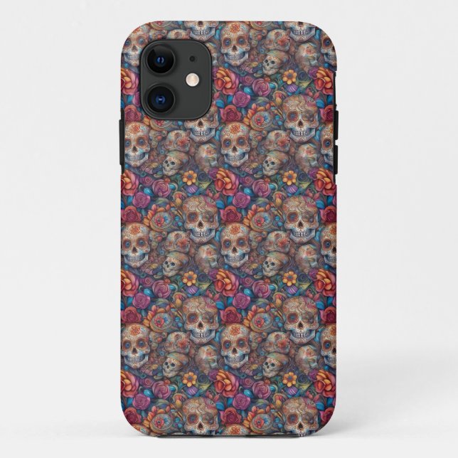 Sugar Skull Art - Intricate Day of the Dead Case-Mate iPhone Case (Back)