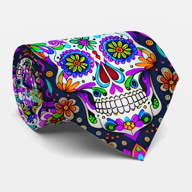 Sugar Skull Art - Life in Death Tie (Rolled)
