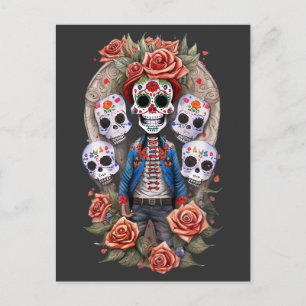 Sugar Skull Art - Man Standing in Arch Postcard