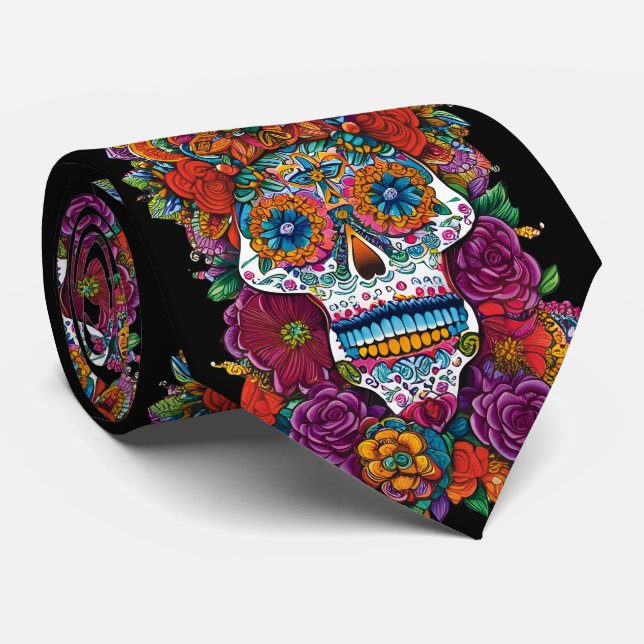 Sugar Skull Art - Mesmerising Beauty Tie (Rolled)