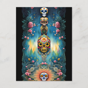 Sugar Skull Art - Mexican Day of the Dead: Postcard