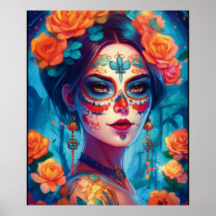Sugar Skull Art - Mystique Roses Poster