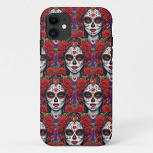 Sugar Skull Art - Skull Makeup to Dazzle iPhone 11 Case