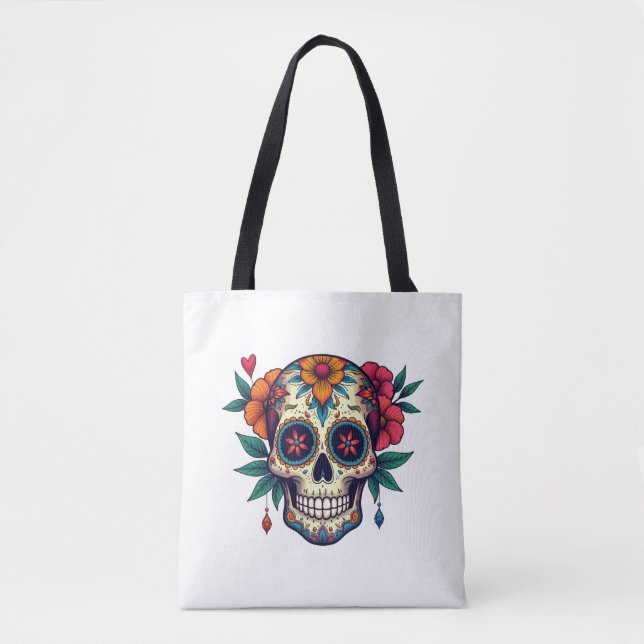 Sugar Skull Art Tote Bag (Front)
