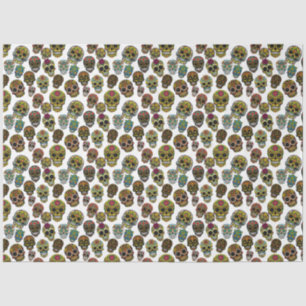 Sugar Skull Art - Traditional Pattern (White) Tissue Paper