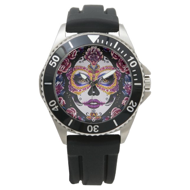 Sugar Skull Art - Traditional Sugar Skull Art Watch (Front)