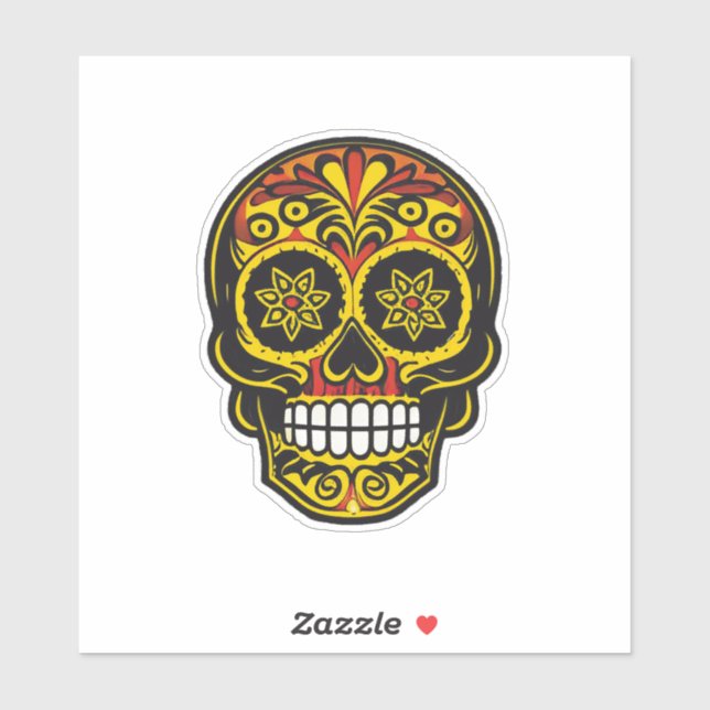 Sugar Skull Art - Traditional Yellow and Red (Sheet)
