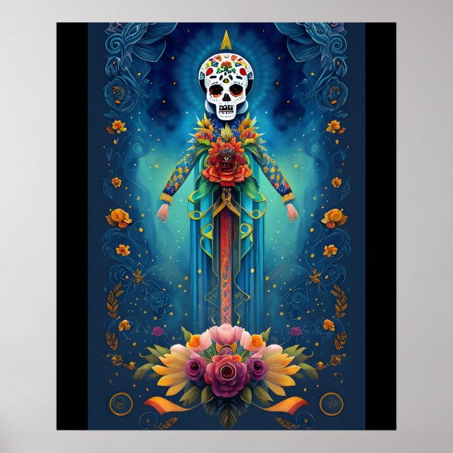 Sugar Skull Art - Tribute to Mexican Tradition Poster (Front)