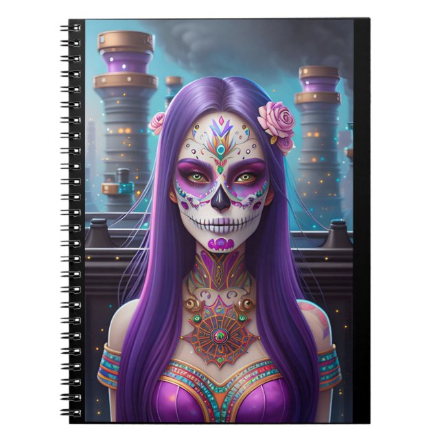 Sugar Skull Art -  Vivid Visions Notebook (Front)
