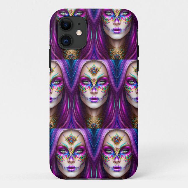 Sugar Skull Art - Woman in Makeup Case-Mate iPhone Case (Back)