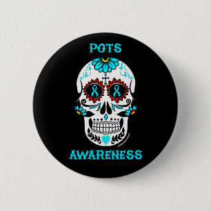 Sugar Skull/Awareness...POTS 6 Cm Round Badge