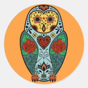 Sugar Skull Barn Owl Classic Round Sticker