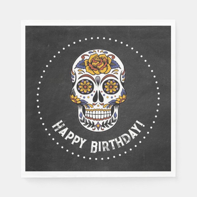 Sugar Skull Birthday Napkin (Front)