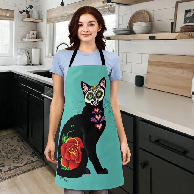 Sugar Skull Black Cat Apron (Creator Uploaded)