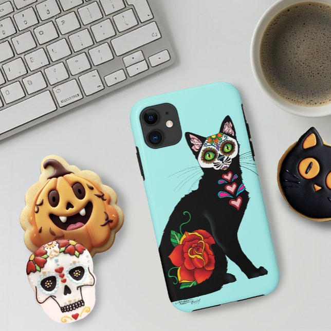 Sugar Skull Black Cat Case-Mate iPhone Case (Creator Uploaded)