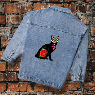 Sugar Skull Black Cat Denim Jacket