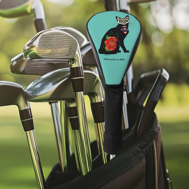 Sugar Skull Black Cat Golf Head Cover (Creator Uploaded)