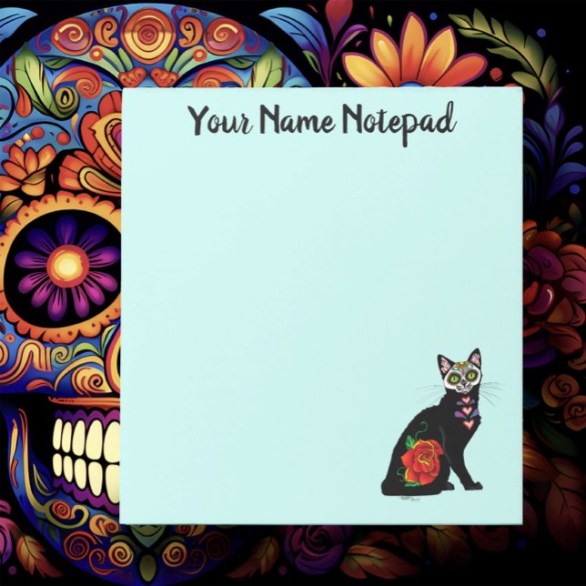 Sugar Skull Black Cat Notepad (Creator Uploaded)