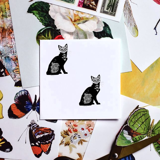 Sugar Skull Black Cat Self-inking Stamp (Creator Uploaded)