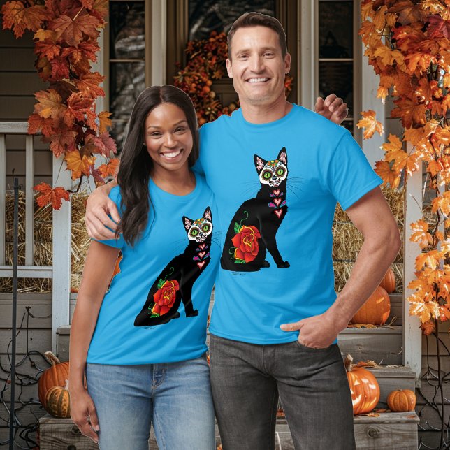 Sugar Skull Black Cat T-Shirt (Creator Uploaded)