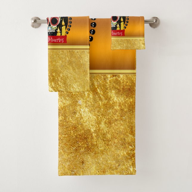 Sugar skull bloodcurdling intimidating and scary bath towel set (Insitu)