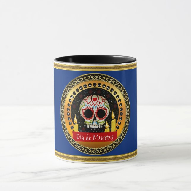 Sugar skull bloodcurdling intimidating and scary mug (Center)