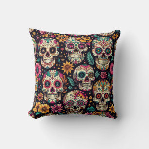 Sugar Skull Blossoms  Cushion