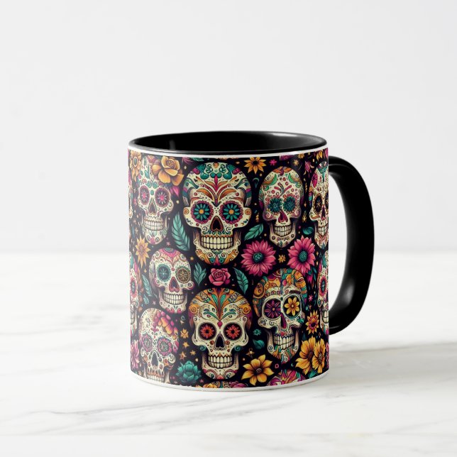 Sugar Skull Blossoms  Mug (Front Right)