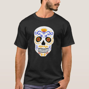 Sugar Skull Blue And Orange Men's T-Shirt