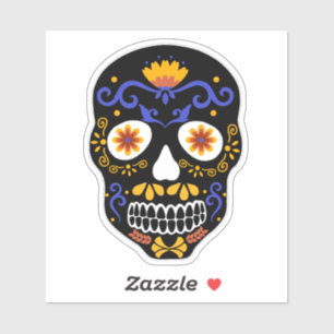 Sugar Skull Blue And Orange Sticker