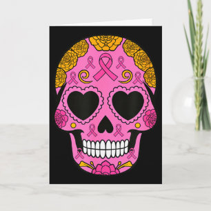 Sugar Skull Breast Cancer Awareness Pink Ribbon Ca Card
