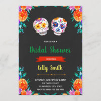 Sugar skull bridal shower party invitation