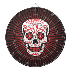sugar skull burst black dartboard