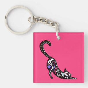 Sugar Skull Calavera Cat I Key Ring