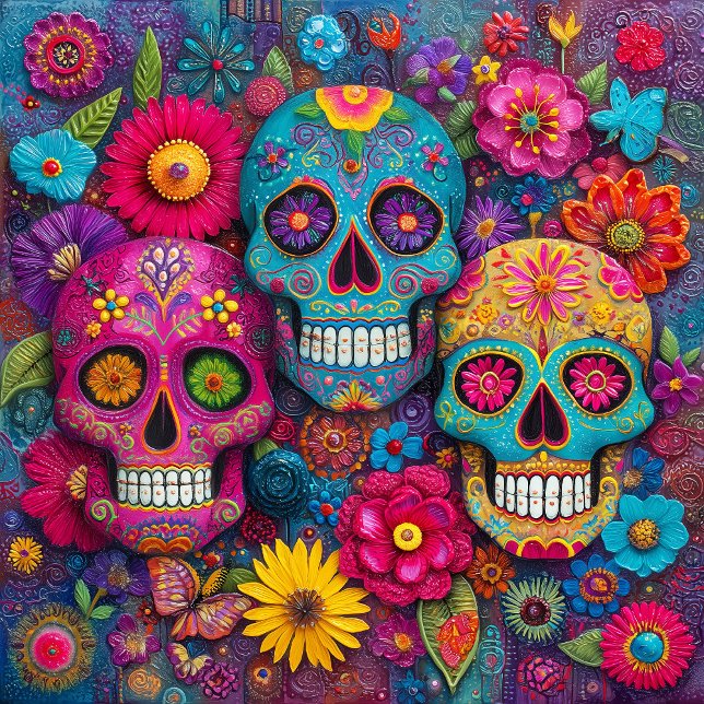 Sugar Skull Calavera Day Of The Dead Ceramic Tile (Creator Uploaded)